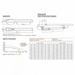 Tableau des dimensions du motoréducteur  Roger Technology BE20/200/HS