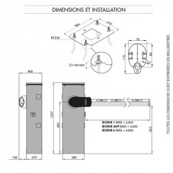 Dimensions de la barrière Roger Technology BI/004HR