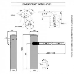 Dimensions de la barrière Roger Technology BI/004