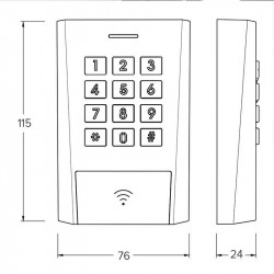 Dimensions du clavier et lecteur RFID AXK320C2EM