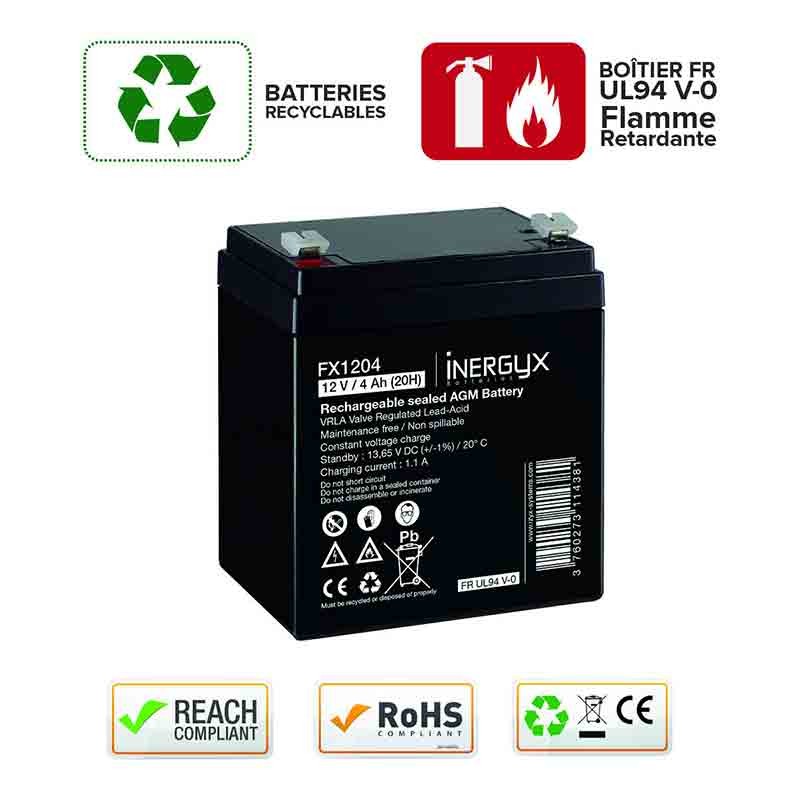 Batterie rechargeable 12 V DC 4 Ah Izyx FX1204