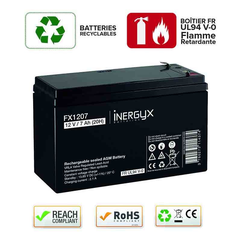 Batterie rechargeable 12 V DC 7 Ah Izyx FX1207