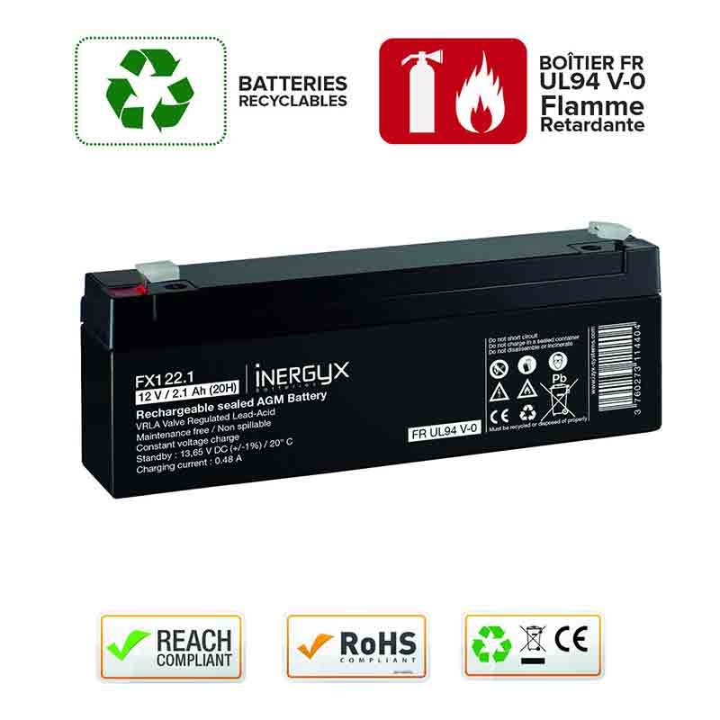 Batterie rechargeable 12 V DC 2.1 Ah Izyx FX122.1