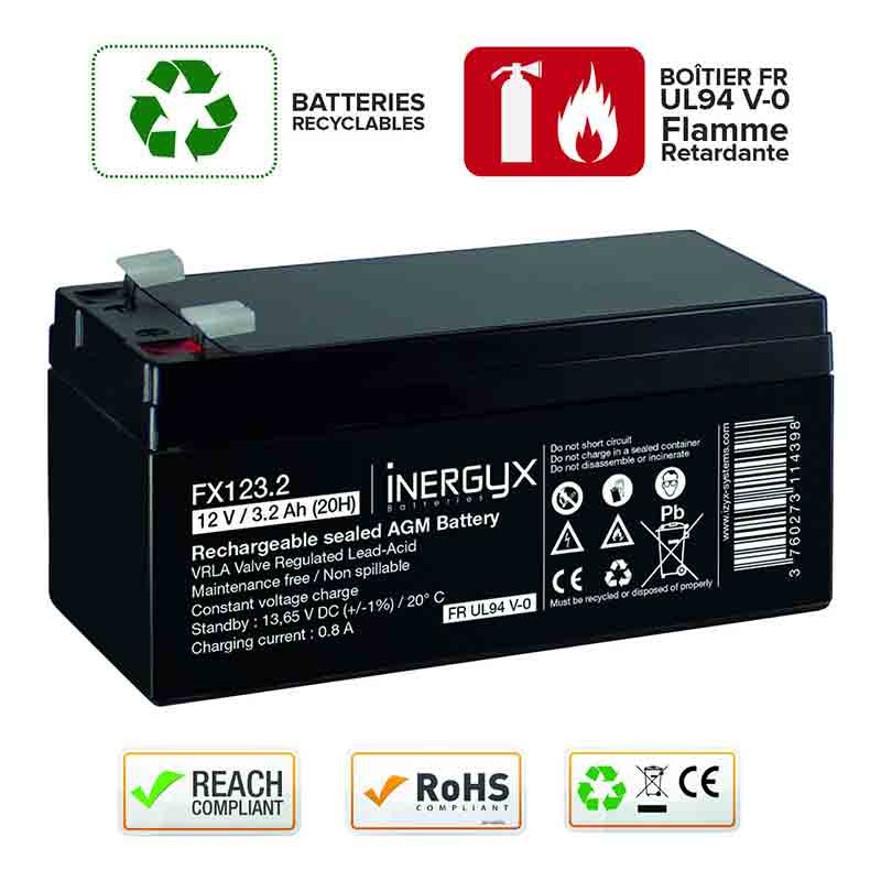 Batterie rechargeable 12 V DC 3.2 Ah Izyx FX123.2