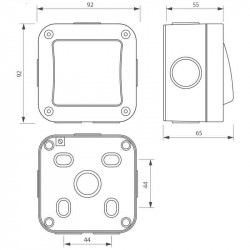 Dimensions du bouton poussoir Izyx EXSW90AP