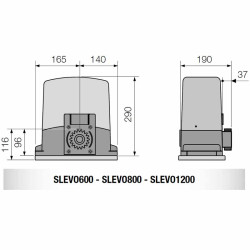Dimensions du motoréducteur SLEVO600