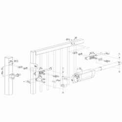Dimensions du ferme-portillon hydraulique Locinox P00010735