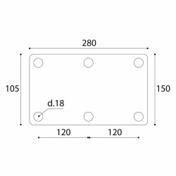 Dimensions de la plaque perforée avec 4 trous de la série STRONG ADEM 942/8