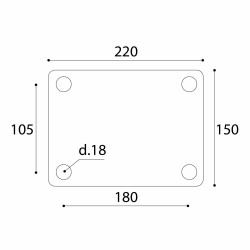 Dimensions de la plaque perforée avec 4 trous de la série STRONG ADEM 942/5
