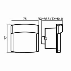 Dimensions de la photocellule à encastrer, synchronisée Roger Technology G90/F2ESI