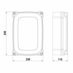 Dimensions du boitier de la centrale de commande pour 2 moteurs Brushless BR41/830 ou BR41/830/Q Roger Technology B70/2B/BOX