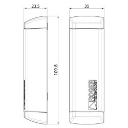 Dimensions de la photocellule d'extérieur fixe Roger Technology M90/F2ES