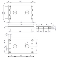 Dimension de la plaque de fixation réhaussée Roger Technology KT222