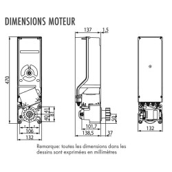 Dimensions du motoréducteur Brushless Roger Technology TW90/800