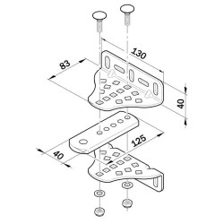 Dimensions de la patte de fixation court pilier Roger Technology KT204/R