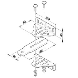 Dimensions de la patte de fixation long pilier Roger Technology KT203/R