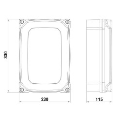 Dimensions de la boite de la centrale de commande Roger Technology F70/IPU36/BOX