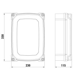 Dimensions de la centrale de commande Roger Technology EDGE1/BOX