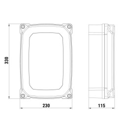 Dimensions du boitier du kit carte de raccordement et chargeur Roger Technology B71/BCHP/BOX