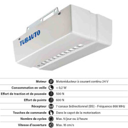 Motoréducteur pour porte de garage Tubauto PROCOM ACCU 4