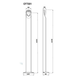 Dimensions de la colonne pour photocellules R90/F2ES - R90/F4ES Roger Technology CFT501